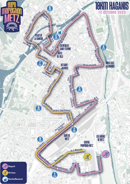 Parcours 10 km de l'Euromarathon de Metz