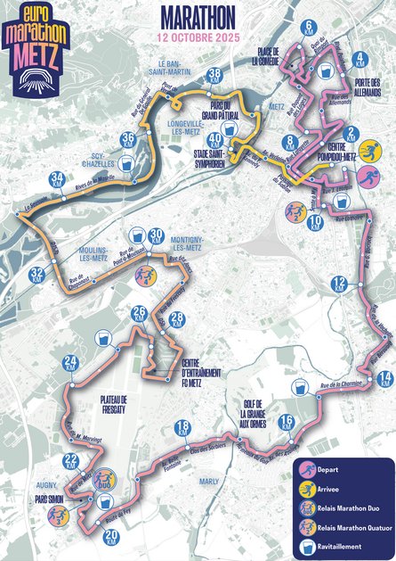Parcours 42 km de l'Euromarathon de Metz